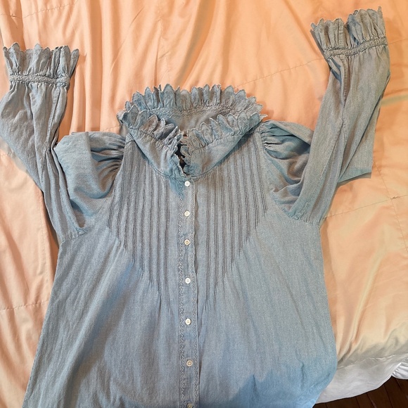 DOEN Wing Mini Dress in Parisian Chambray Blue - Picture 16 of 16